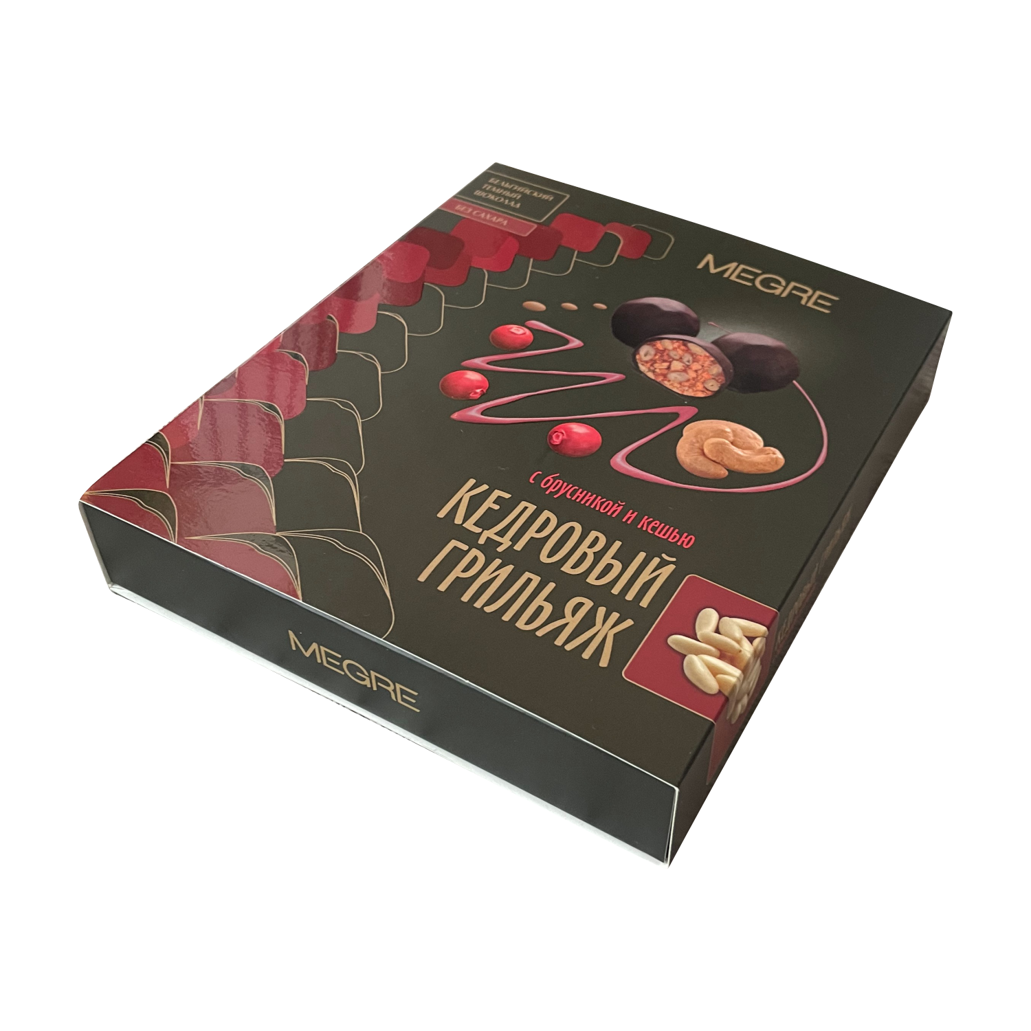 Грильяж кедровый MEGRE с брусникой и кешью, 120 г
